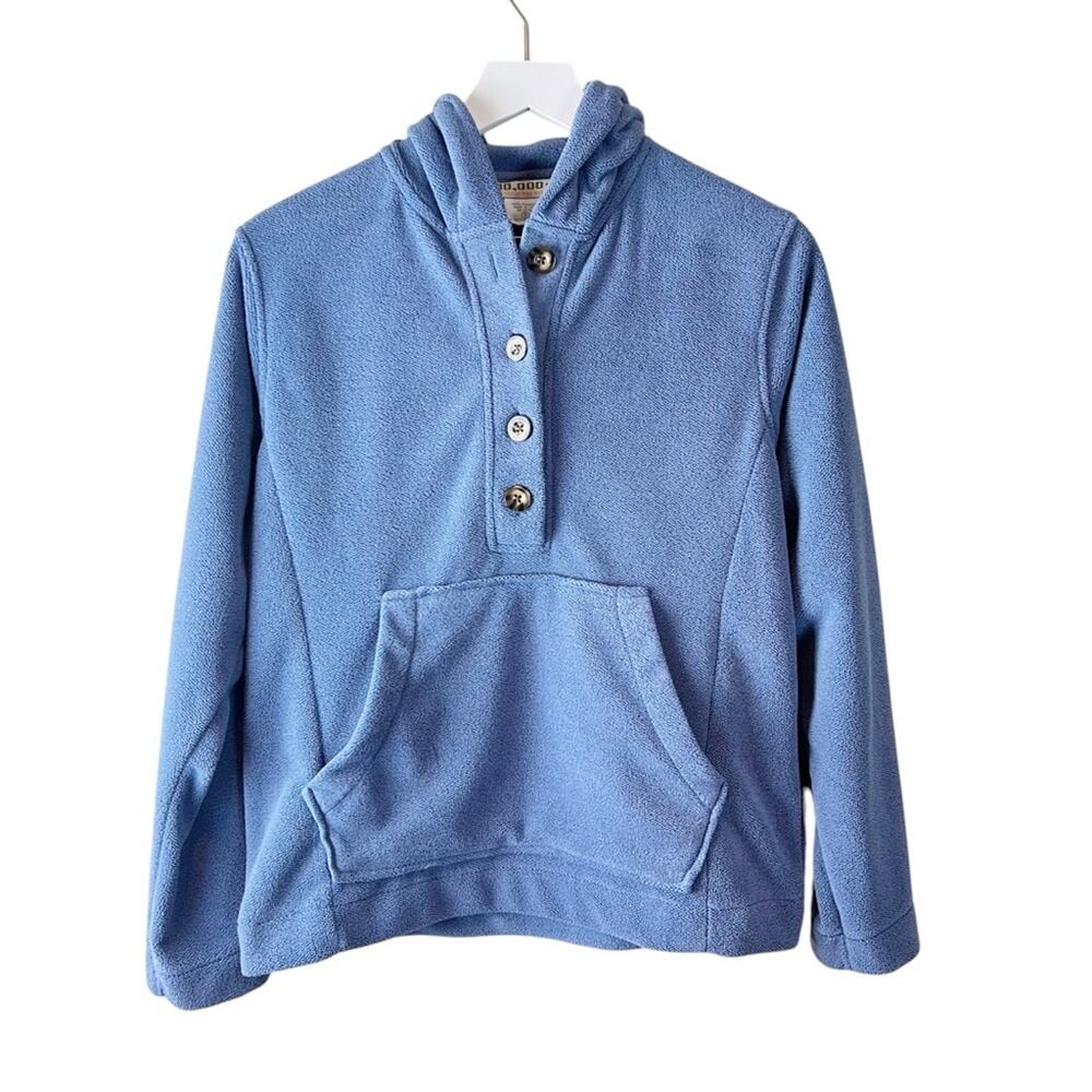 10,000 Ft Above Sea Level Blue Hooded Fleece‎ Pullover Sz S